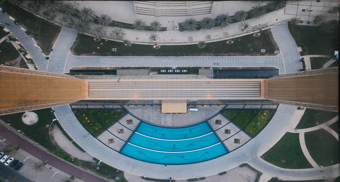 dubai frame view through glass